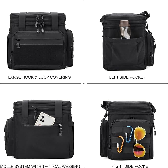 actical Lunch Box for Men, Insulated Lunch Bag Adult, Thermal Lunchbox Leakproof Waterproof Cooler Bag, Large Lunch Pail for Work Office Camping Travel (Black)