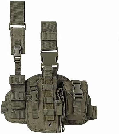 Tactical Drop Leg Holster with Magazine Pouch Military Tactical MOLLE Pistol Handgun Thigh Pistol Gun Holster Adjustable Right Handed Platform Panel