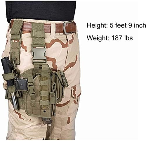 Tactical Drop Leg Holster with Magazine Pouch Military Tactical MOLLE Pistol Handgun Thigh Pistol Gun Holster Adjustable Right Handed Platform Panel