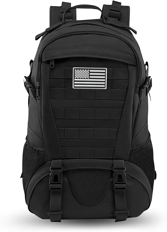 Tactical Backpack for Men Hiking Day Pack Molle Military Rucksack Waterproof 30L EDC Bag with USA Flag Patch