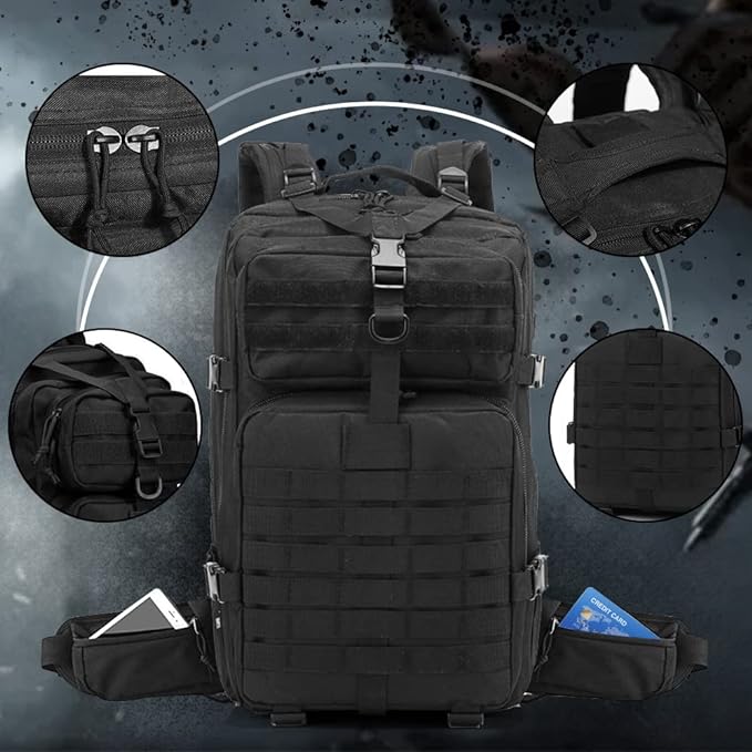 Military Tactical Backpack, Large Military Pack Army 3 Day Assault Pack Molle Bag Rucksack