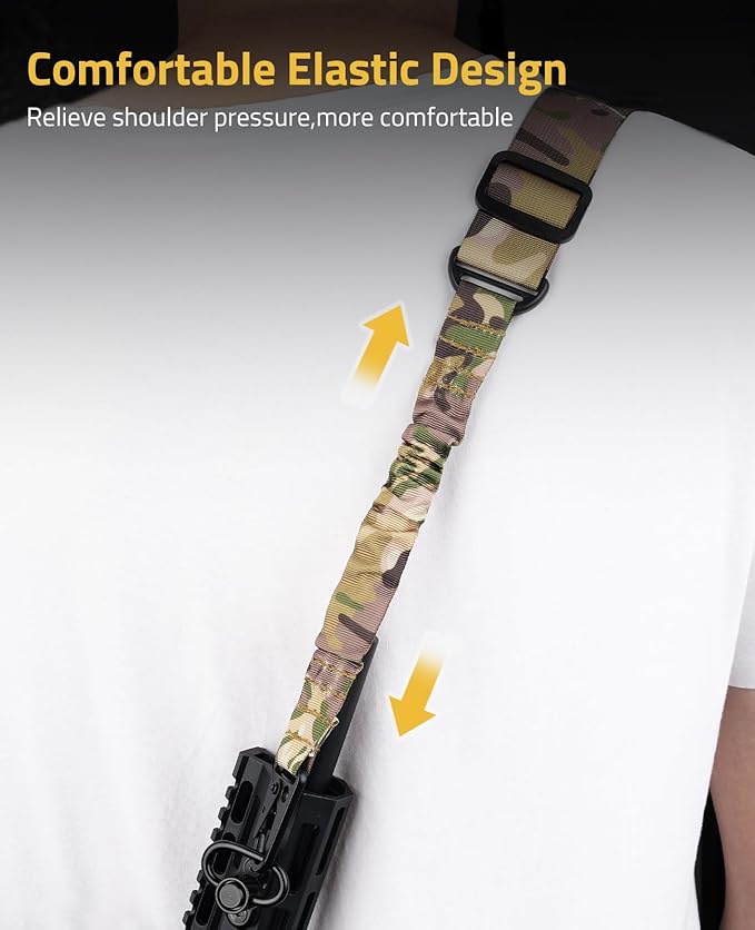 Two Points Rifle Sling with Length Adjuster Traditional Sling with Metal Hook for Outdoors