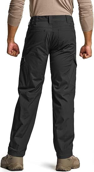 Men's Flex Ripstop Tactical Pants, Water Resistant Stretch Cargo Pants, Lightweight EDC Hiking Work Pants