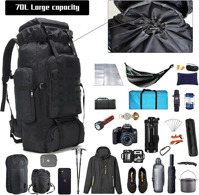 Hiking Backpack for Men 70L/100L Camping Backpack Military Rucksack Molle 3 Days Assault Pack for Climbing