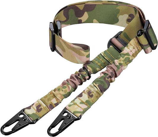 Two Points Rifle Sling with Length Adjuster Traditional Sling with Metal Hook for Outdoors