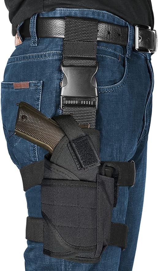 Molle Tactical Pistol Thigh Gun Holster, Drop Leg Holster, Right Hand Adjustable