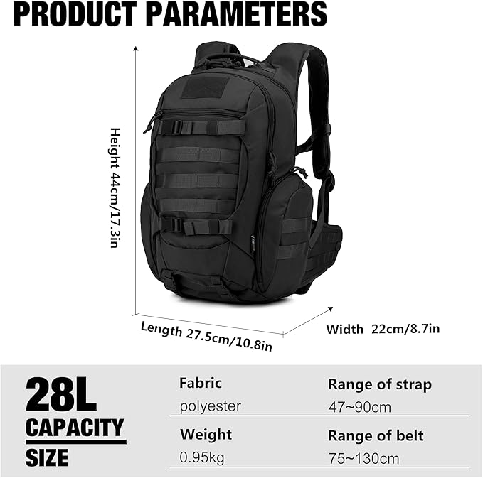 Tactical Backpack for Men,Military Molle Backpack for Hiking,Motorcycle Backpack，28L EDC Backpack