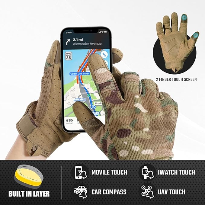 Tactical Gloves for Men - Breathable, Flexible, Durable, Touchscreen Capable & Perfect for Summer Outdoor Activities!