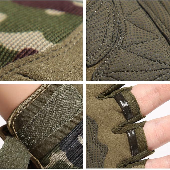 Fingerless Tactical Gloves, Knuckle Protective Breathable Lightweight Outdoor Military Gloves for Shooting, Hunting, Motorcycling, Climbing