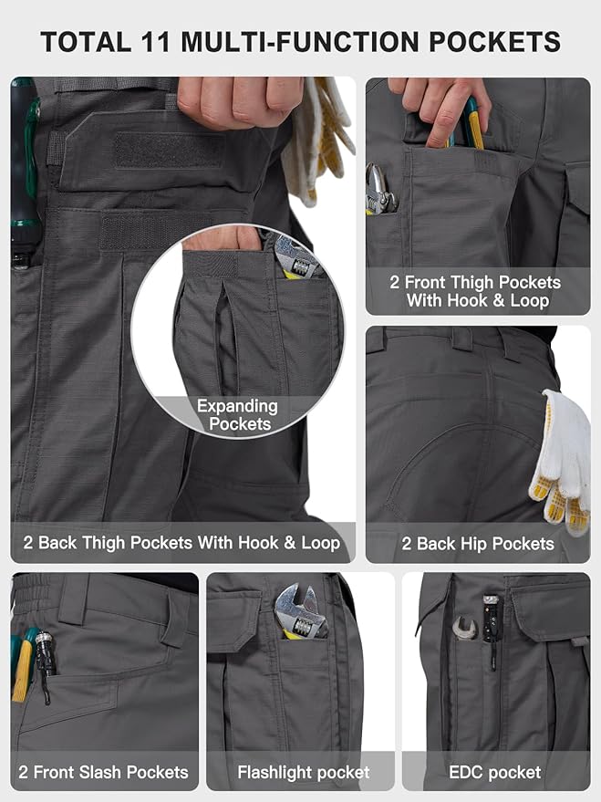 Men's Cargo Pants,Tactical Pants for Men Stretch,Durable Ripstop EDC Work Pants for Hiking