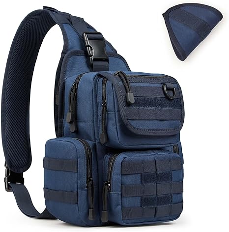 Tactical EDC Sling Bag Pack with Adjustable Holster Sling Shoulder Assault Range Backpack(Dark Blue)