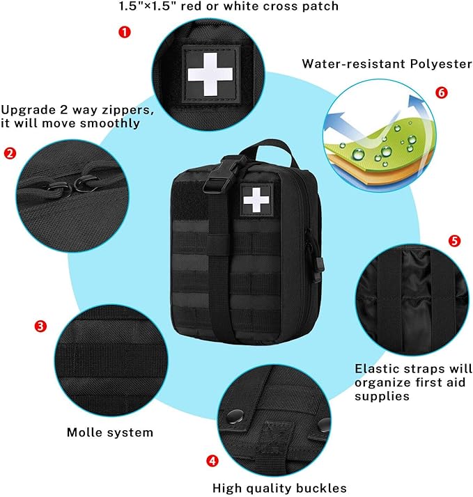 MOLLE Medical Pouch EMT First Aid Pouch Rip-Away IFAK Tactical Utility Pouch for Outdoor Activities Medical Supplies (Bag Only)