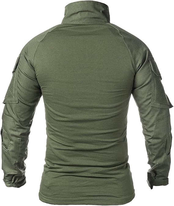 Men's Military Tactical Army Combat Long Sleeve Shirt Slim Fit Camo T-Shirt with 1/4 Zipper