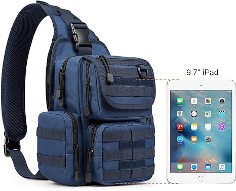 Tactical EDC Sling Bag Pack with Adjustable Holster Sling Shoulder Assault Range Backpack(Dark Blue)