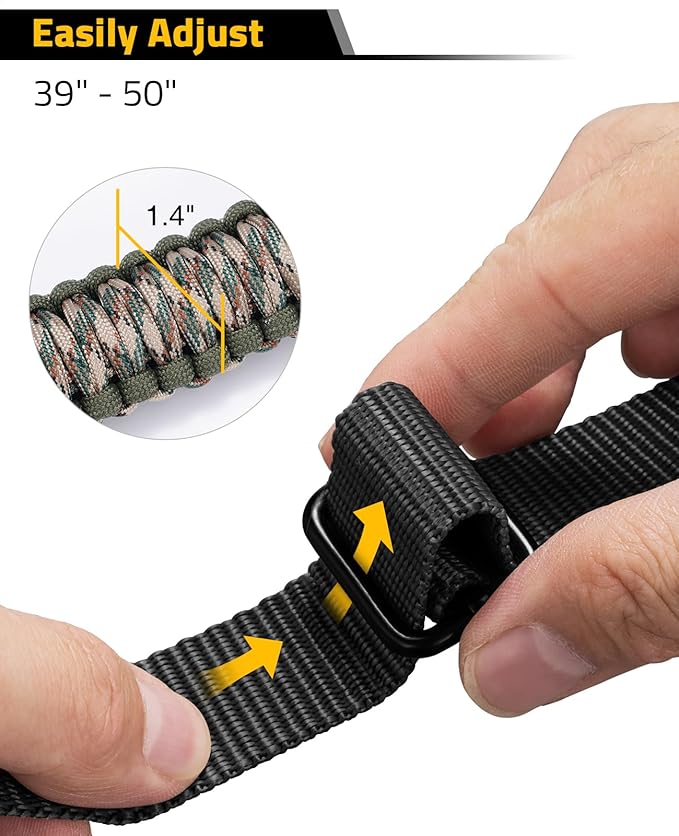 Rifle Sling Strap 550 Paracord Sling 2 Point Sling with Tri-Lock Swivel Rifle Paracord Strap for Hunting and Outdoor