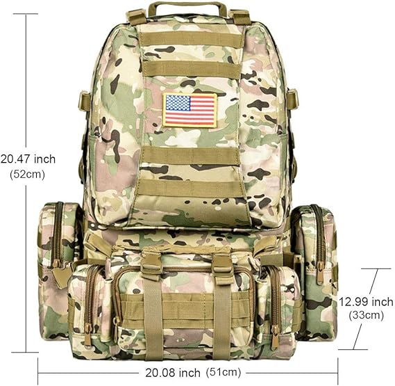 Tactical Backpack Military Army Rucksack 60L Large Assault Pack Detachable Molle Bag…