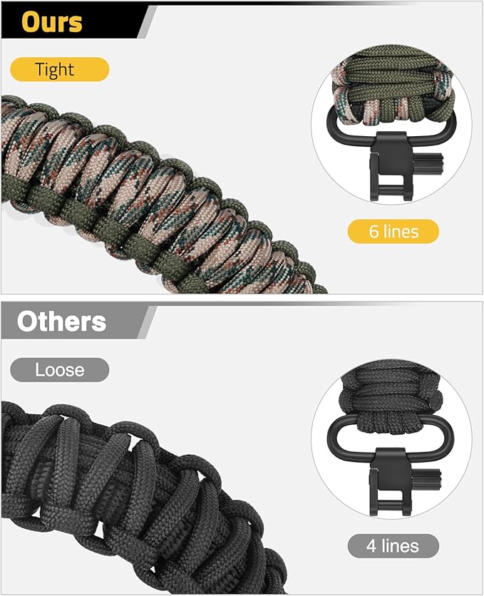 Rifle Sling Strap 550 Paracord Sling 2 Point Sling with Tri-Lock Swivel Rifle Paracord Strap for Hunting and Outdoor