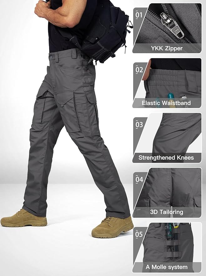 Men's Cargo Pants,Tactical Pants for Men Stretch,Durable Ripstop EDC Work Pants for Hiking