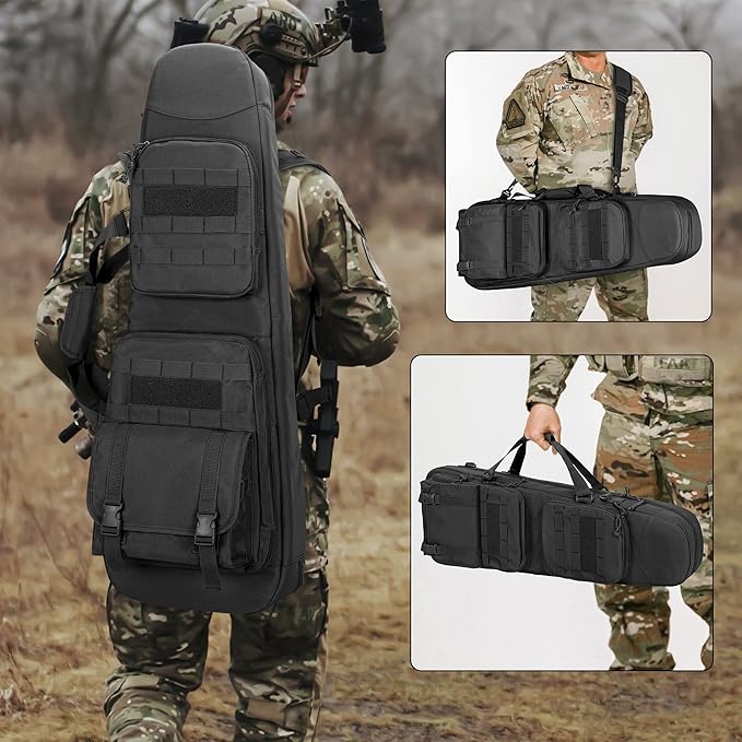 Long Soft Rifle Case for 36” Rifles, Tactical Double Rifle Backpack & Padded Rifle Bag for Hunting and Shooting