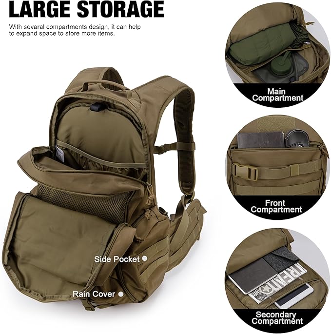 Tactical Backpack for Men,Military Molle Backpack for Hiking,Motorcycle Backpack，28L EDC Backpack