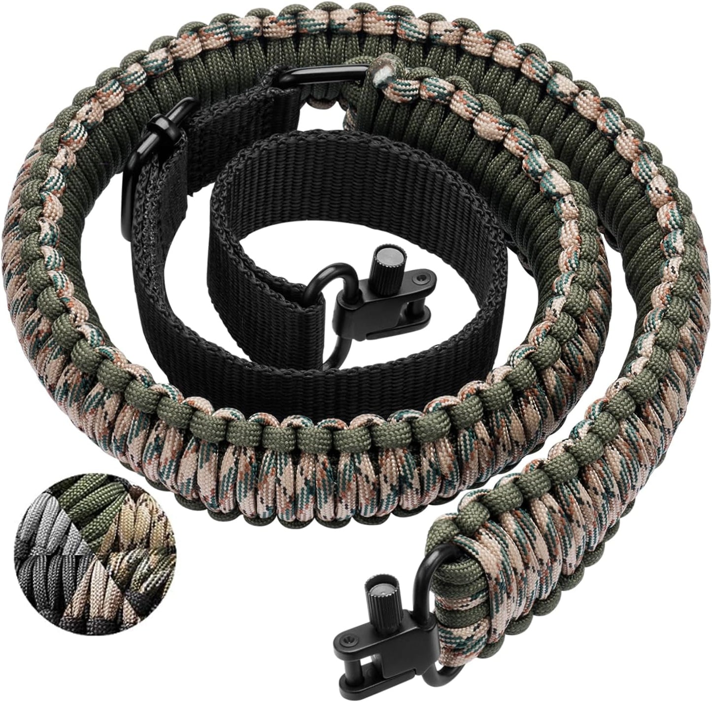 Rifle Sling Strap 550 Paracord Sling 2 Point Sling with Tri-Lock Swivel Rifle Paracord Strap for Hunting and Outdoor