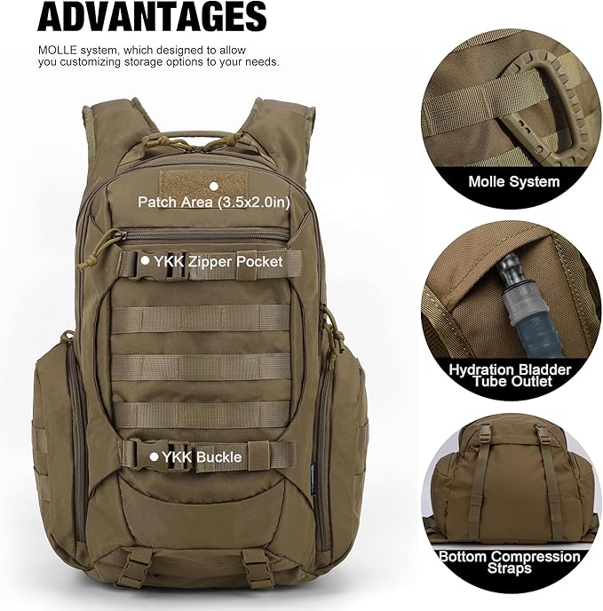 Tactical Backpack for Men,Military Molle Backpack for Hiking,Motorcycle Backpack，28L EDC Backpack