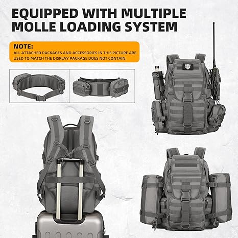 50L Military Tactical Backpack Hiking Waterproof Backpack Large Military Pack 3 Day Assault Pack Molle Bag Rucksack