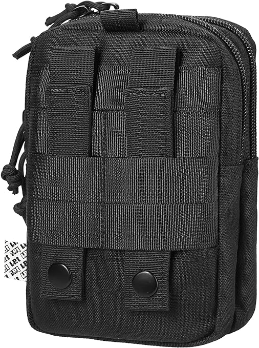 Multipurpose Tactical Molle Mobile Phone Belt Pouch EDC Gadget Slim Utility Waist Bag with Cellphone Holster Large Black