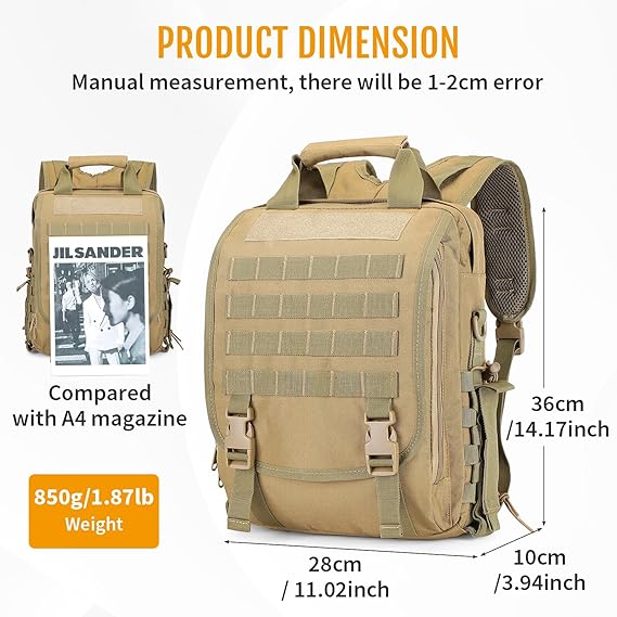 Tactical Briefcase Heavy Duty Military Shoulder Messenger Bag Lightweight Mens Handbag