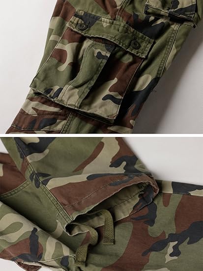 Men's Casual Cargo Pants Military Army Camo Pants Combat Work Pants with 8 Pockets