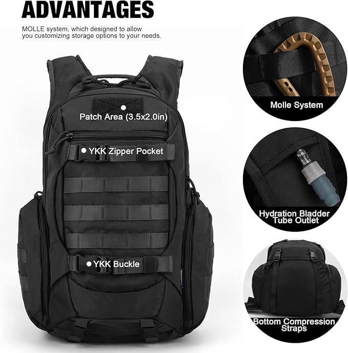 Tactical Backpack for Men,Military Molle Backpack for Hiking,Motorcycle Backpack，28L EDC Backpack