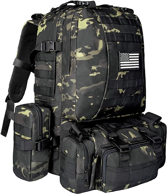 Tactical Backpack Military Army Rucksack 60L Large Assault Pack Detachable Molle Bag…