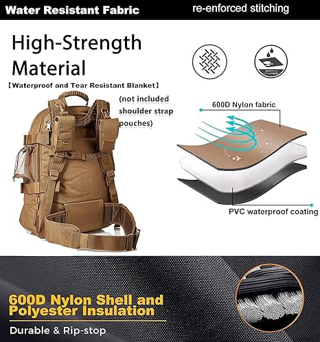 Expandable 40-64L Military Tactical Backpack 3 Day Bag Hiking Gym Sport Camping