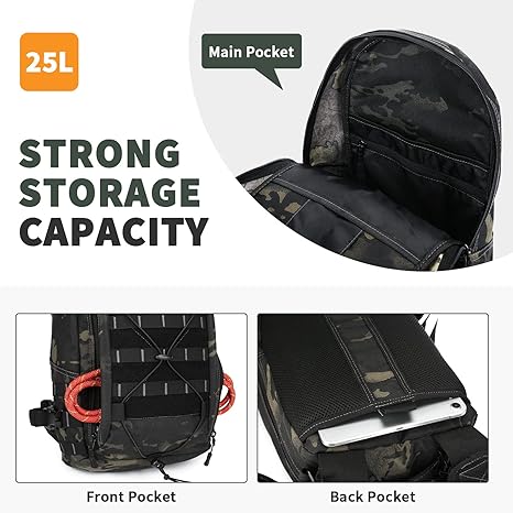 Military MOLLE Backpack Hunting Rucksack Gear Tactical Backpck Assault Pack Can Attach with the Vest and Belt