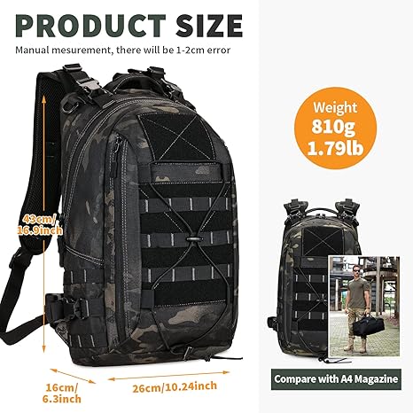 Military MOLLE Backpack Hunting Rucksack Gear Tactical Backpck Assault Pack Can Attach with the Vest and Belt