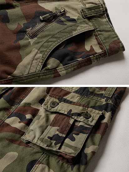 Men's Casual Cargo Pants Military Army Camo Pants Combat Work Pants with 8 Pockets