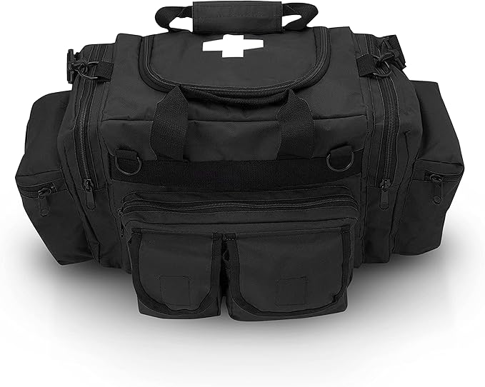 First Aid Responder EMS Emergency Medical Trauma Bag Deluxe, Black