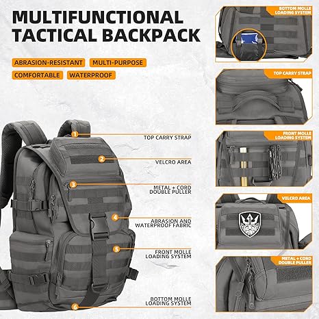 50L Military Tactical Backpack Hiking Waterproof Backpack Large Military Pack 3 Day Assault Pack Molle Bag Rucksack