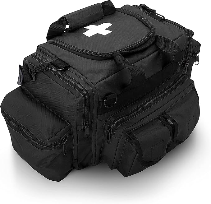 First Aid Responder EMS Emergency Medical Trauma Bag Deluxe, Black