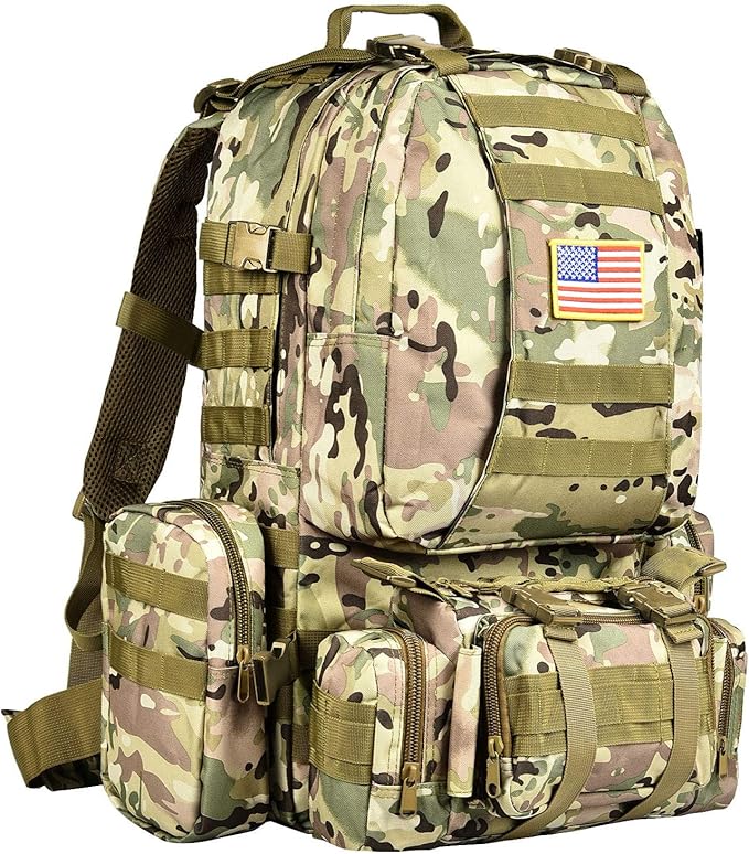 Tactical Backpack Military Army Rucksack 60L Large Assault Pack Detachable Molle Bag…