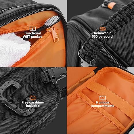 Tactical Toiletry Bag Dopp Kit Case For Men. Perfect For Travel & Storage. Fits Large & Small Cosmetic Makeup, Clipper, Toothbrush, Shower, Shaving & Grooming Care. Best Overnight Organizer